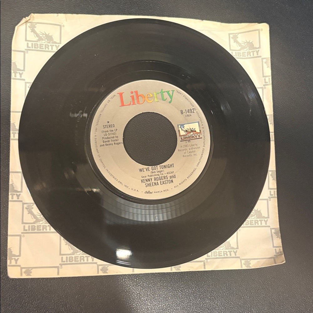 Vintage 45 RPM Record - We’ve Got Tonight (Kenny Rogers & Sheena Easton, 1983)